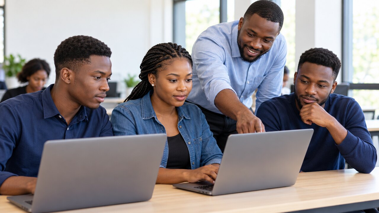 Illustrative photo of African learners in a computer training session